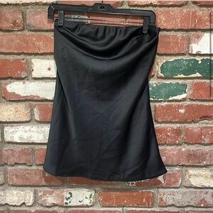 Show Me Your MUMU Tube Top Mini Dress Black Satin